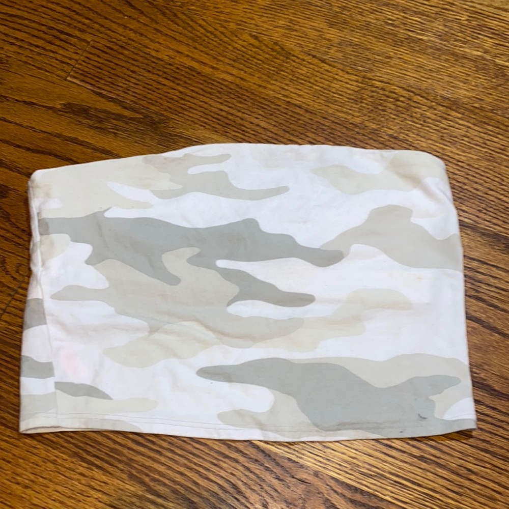 Camo Bandeau top with built in bra